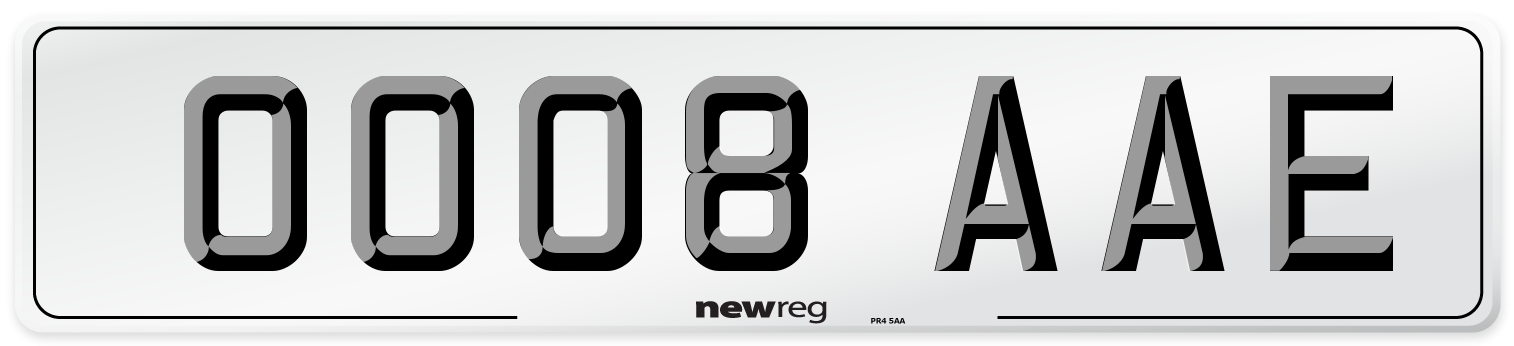 OO08 AAE Number Plate from New Reg